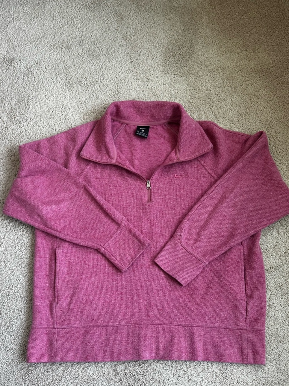Nike Pink Quarter Zip Pullover Women’s Sweatshirt Fleece Athleisure Cozy